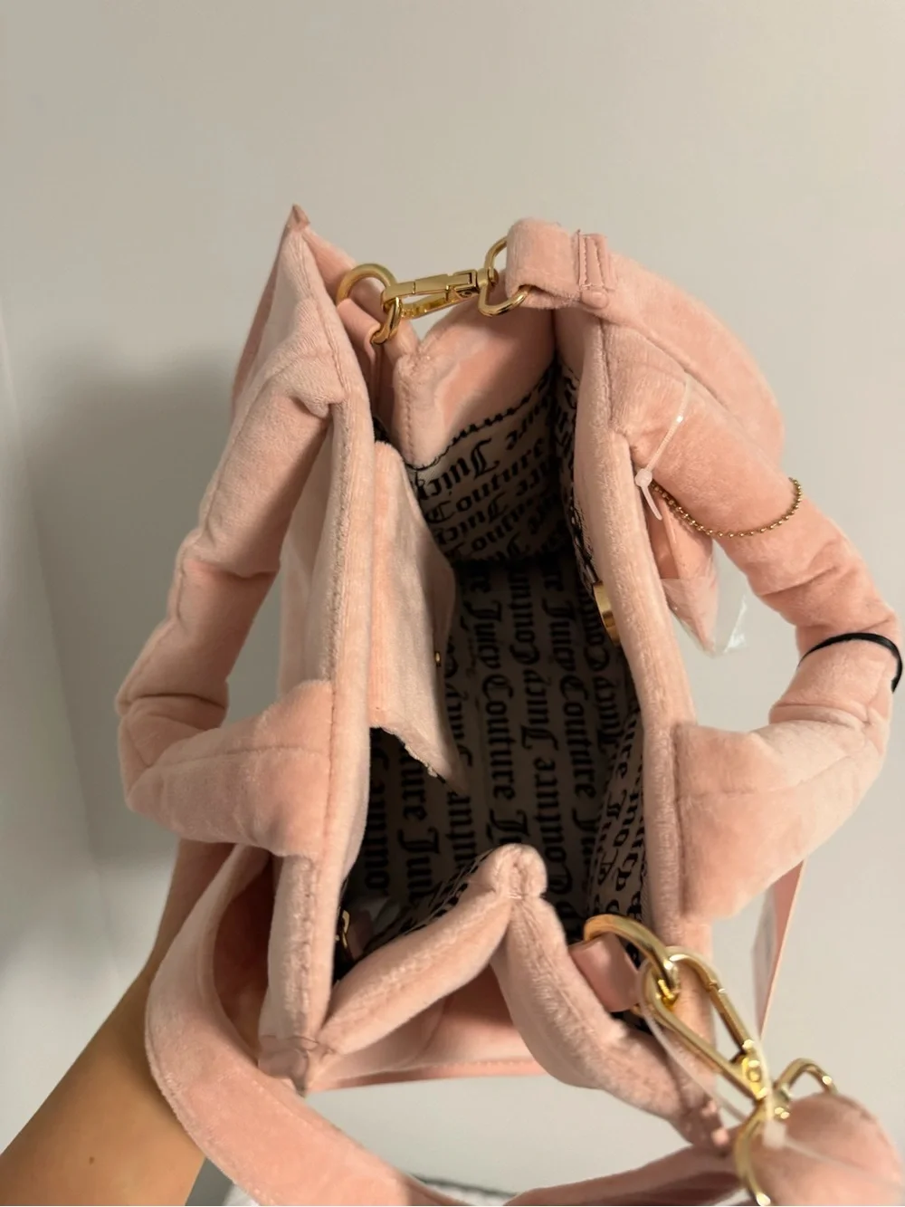 Juicy Couture Pink Velour Satchel with Heart Charm